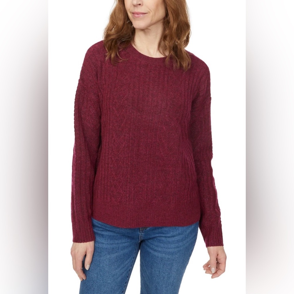 Legendary Outfitters Women's Cable Garnet Red Crewneck Sweater NWT